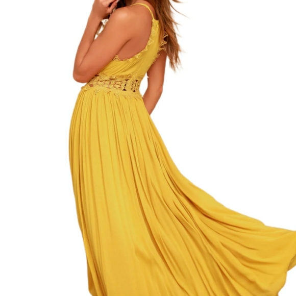 This is Love Mustard Yellow Lace Maxi Dress - Picture 3 of 10